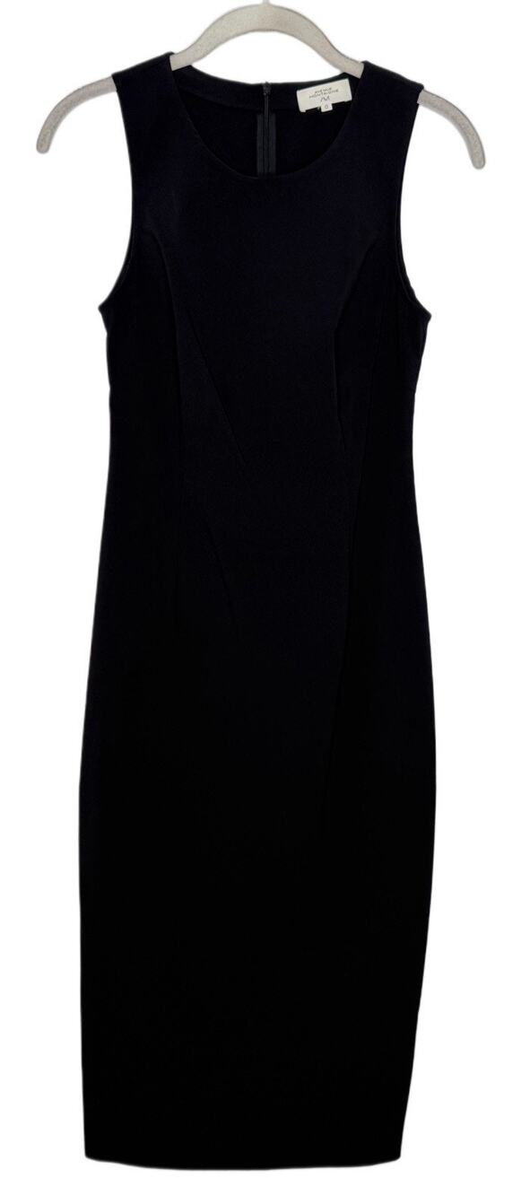 Avenue Montaigne Women Black Sheath Pencil Dress Sleeveless Midi Zip Size 0